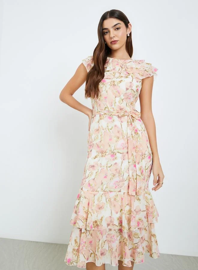 ستايلي فستان ميدي شفاف بأكمام كشكش